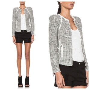 IRO Noelia black tweed zip up jacket blazer 27245